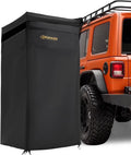 BUNKER INDUST Vehicle Side Shower Tent with Roof, Portable Outdoor Camping Privacy Shower Room Waterproof Awning, Built-in LED Light for Night, Black