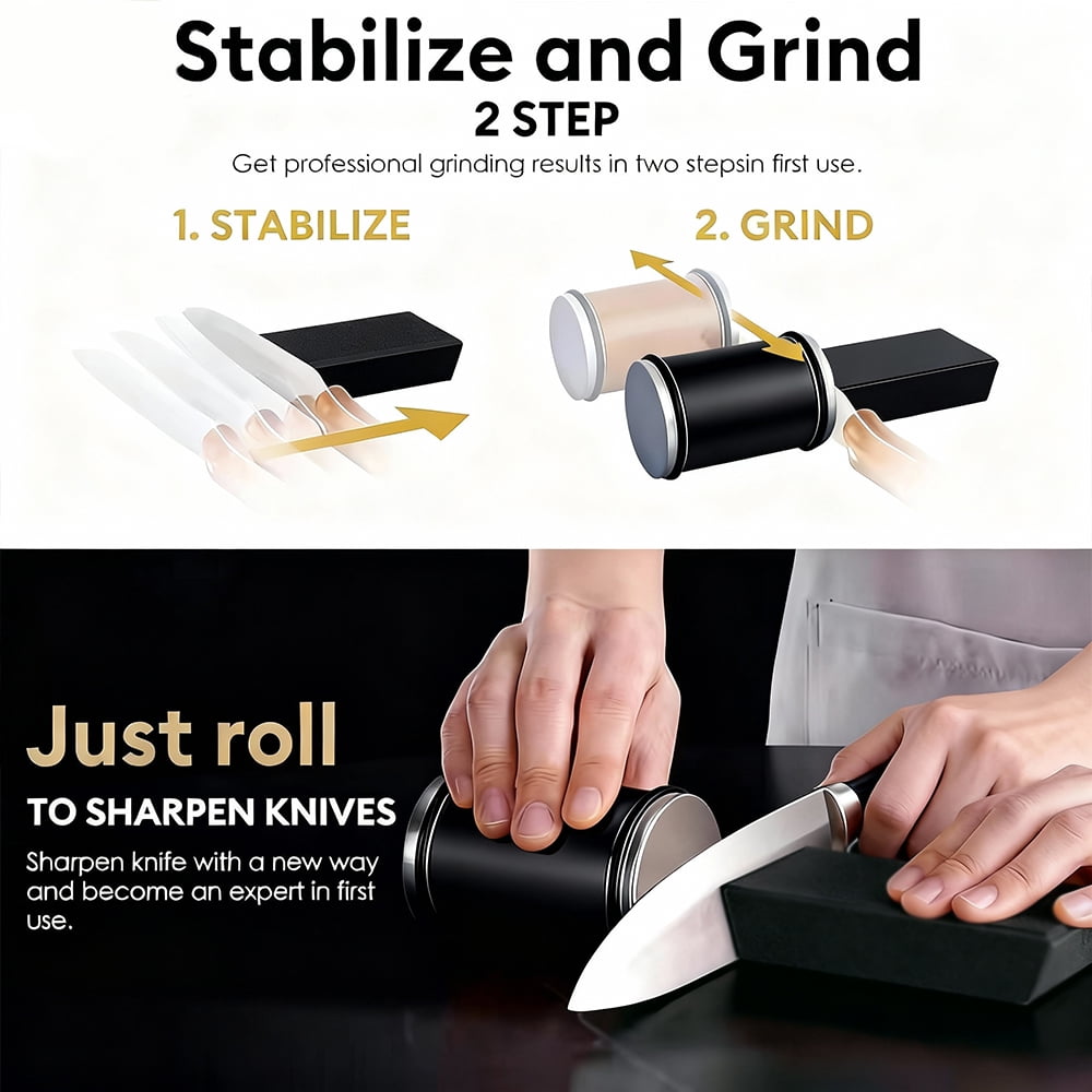 Tumbler Knife Sharpener Rolling Diamond Sharpening Stone #1000/#400 Sharpener Kit Kitchen Knives 15 and 20 Degrees