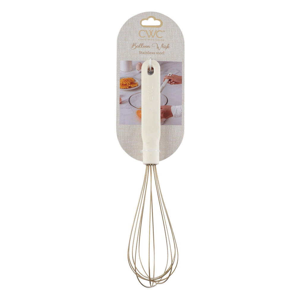 Wire Hand Whisk for Cooking Durable, Rust-Resistant & Dishwasher Safe, Cream & Gold