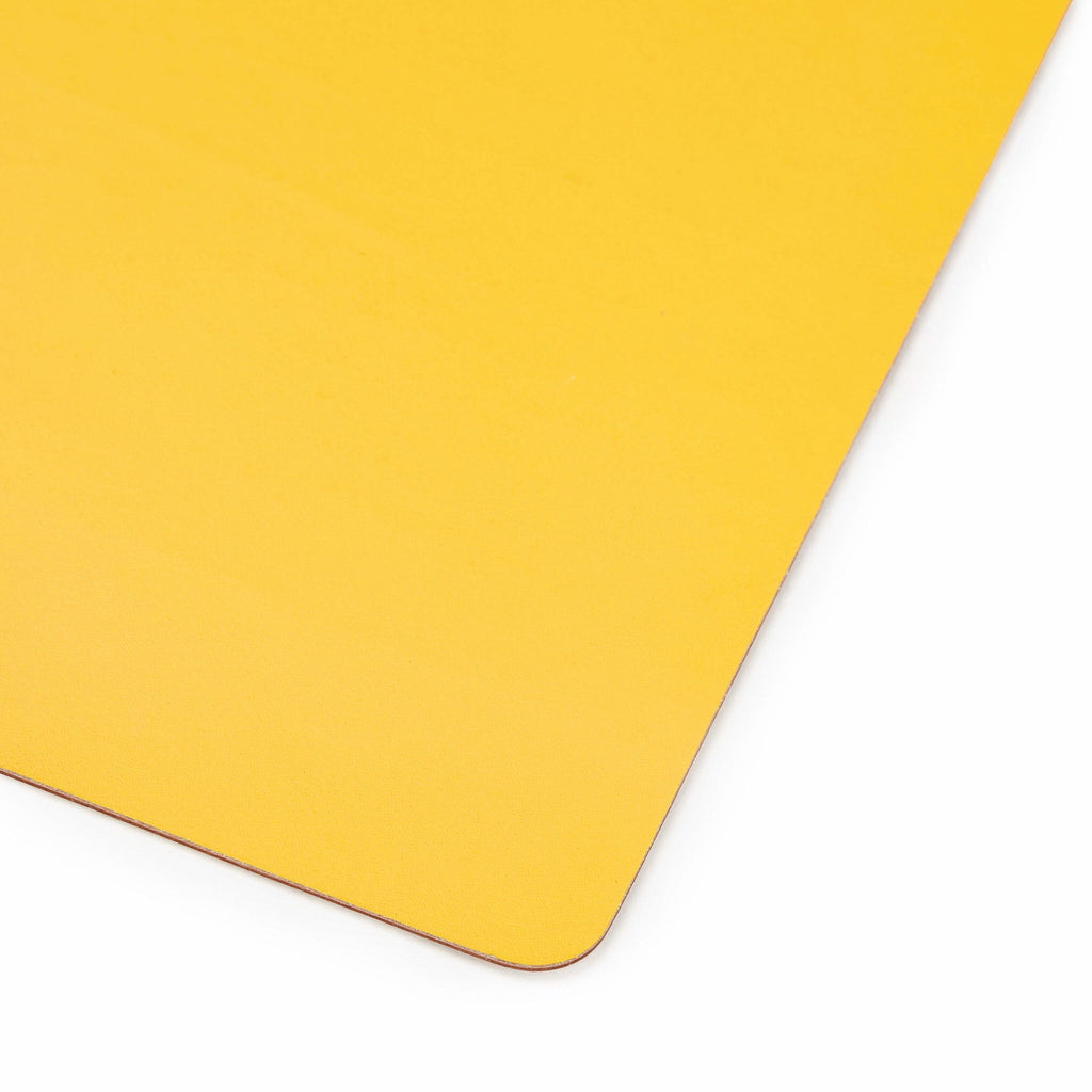 Dual-Sided Recycled Leather Placemat - Yellow/ Light Grey