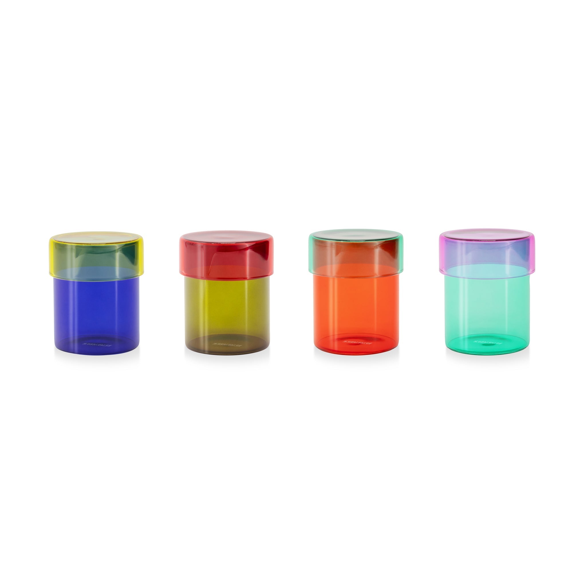 Multicolor Glass Jars - Set of 4