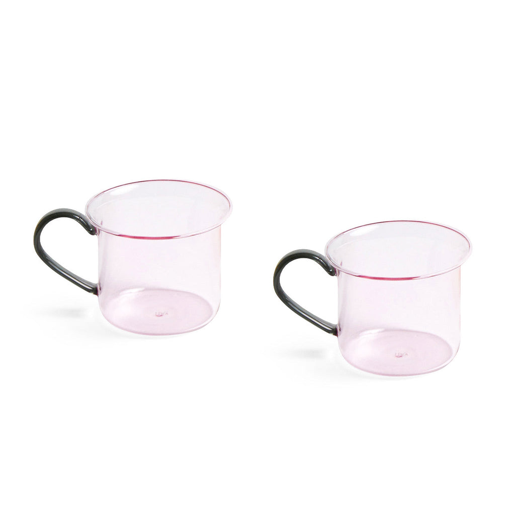 HAY Glass Mugs - Set of 2 - Grey/ Light Pink