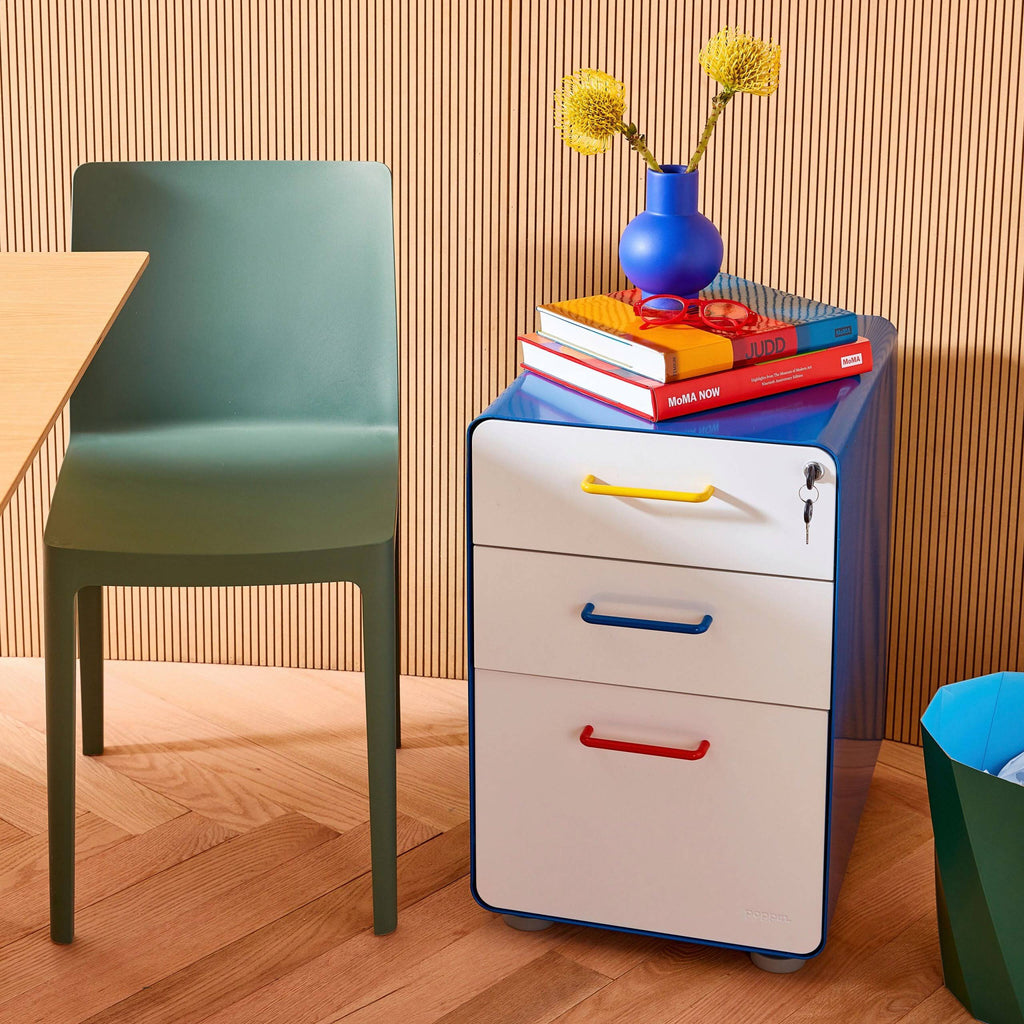Poppin Stow 3-Drawer File Cabinet - Red/ Blue/ Yellow