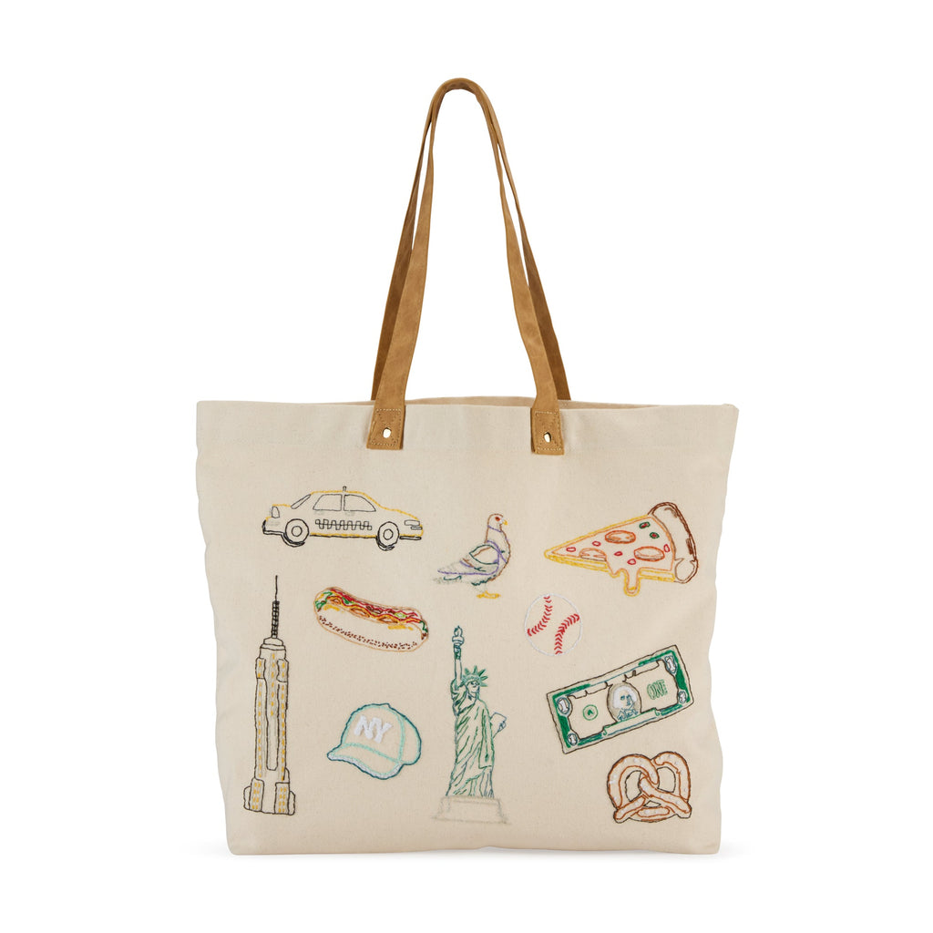 DIY Embroidery Stitch Your City NYC Tote Bag