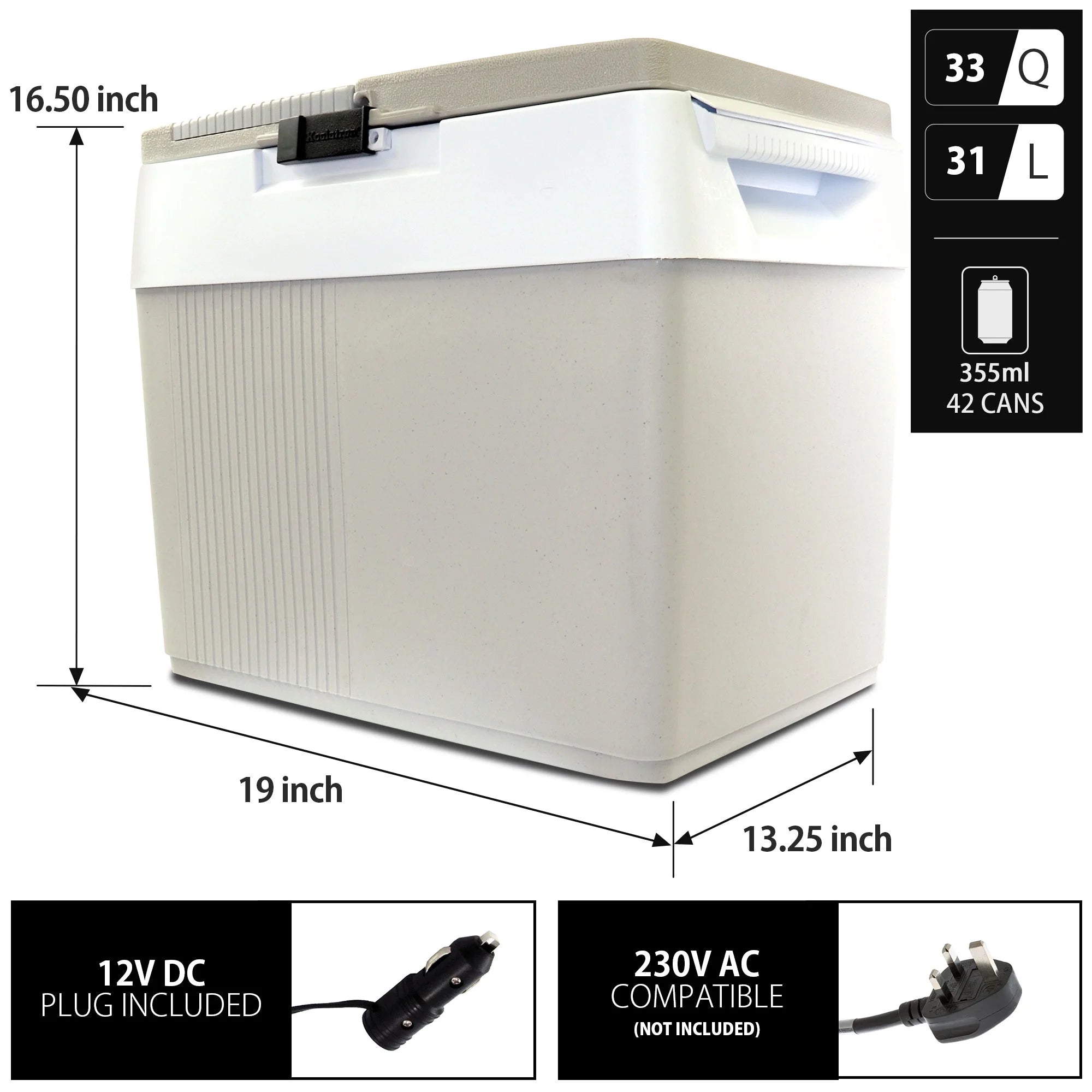 Koolatron 12V Electric Cooler/Warmer 34L (36 qt), Two-Way Design, Gray