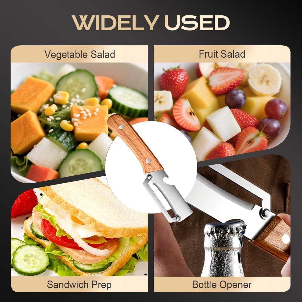 Vegetable Peeler for Kitchen, Stainless Steel Blade with Wooden Handle, Manual Fruit Potato Apple Pe...