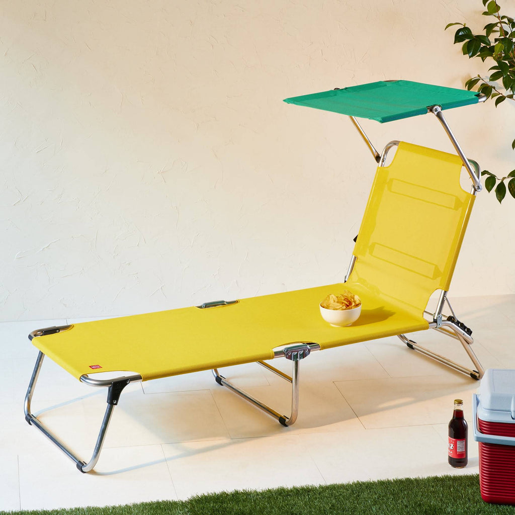 Amigo Outdoor Lounge Chair with Sun Shield - Yellow/ Teal