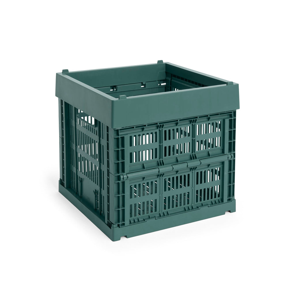 HAY Recycled Plastic Collapsible Color Crate - Dark Green