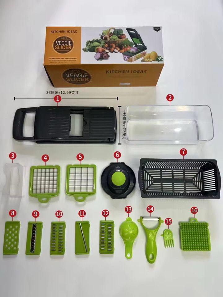 16 in 1 Multifunctional Vegetable Chopper Manual Food Chopper Vegetable Slicer Dicer Mandoline Vegetable Cutter Kitch...