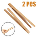 2 Pcs Bamboo Toaster Tongs for Toast Pickles Tea Cooking Kitchen Tongs