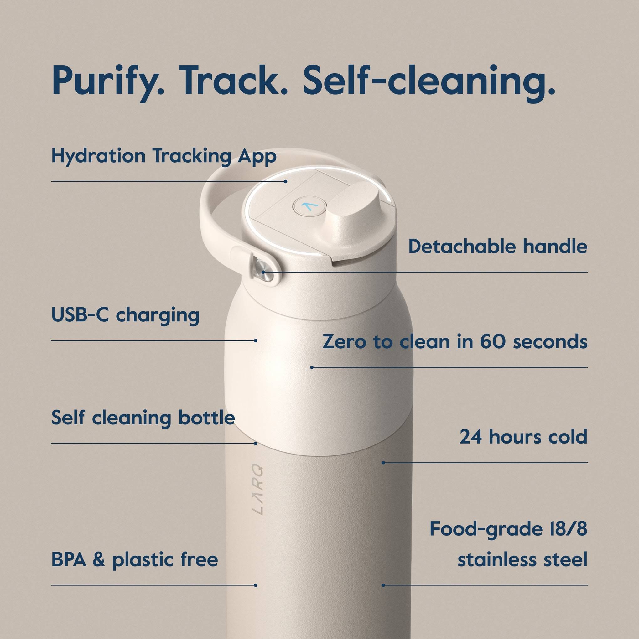 Larq PureVis 2.0 Water Bottle &amp; Filters - Mojave Dune