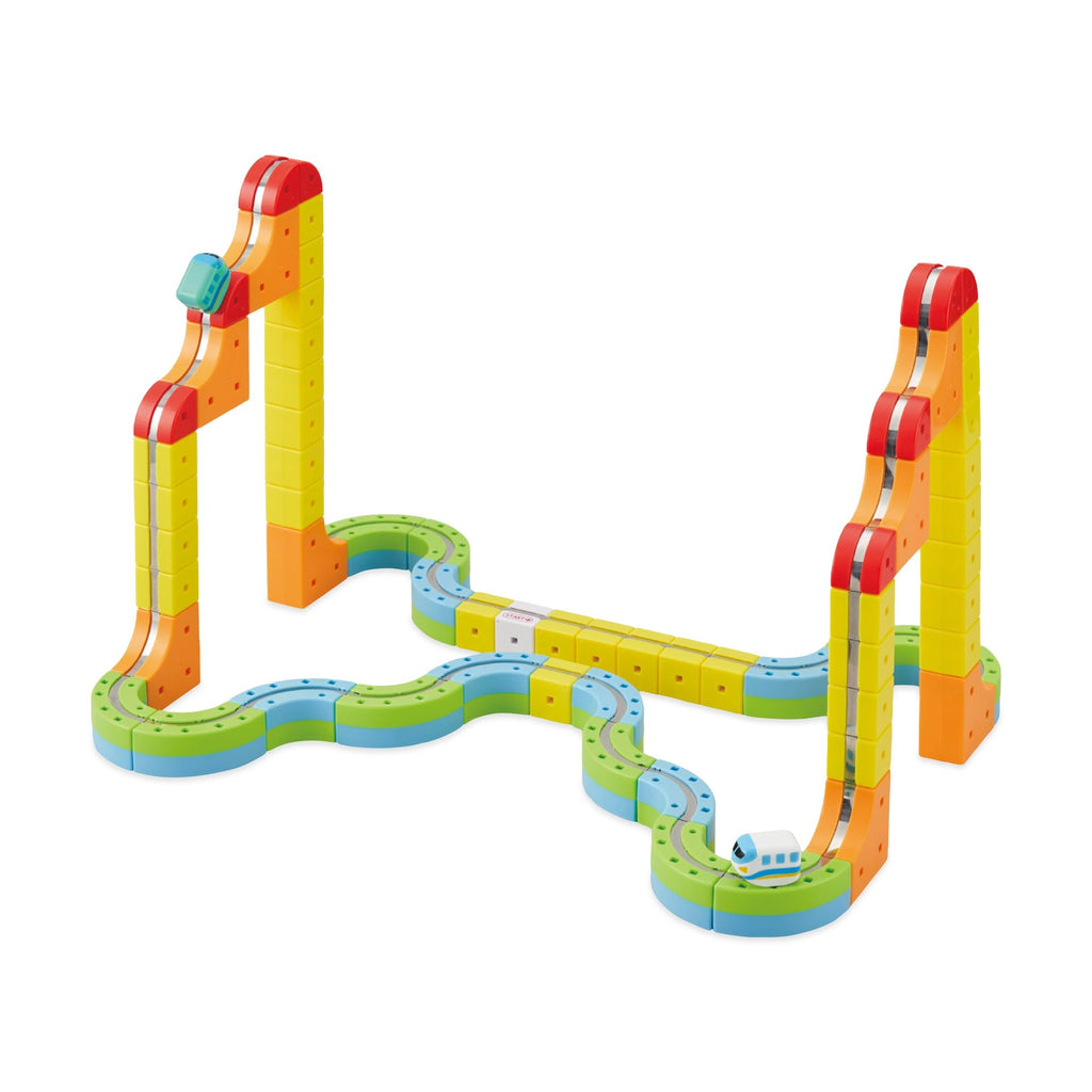 Magnetic Train Rail Cube Block Toy Set - Deluxe 66 pcs