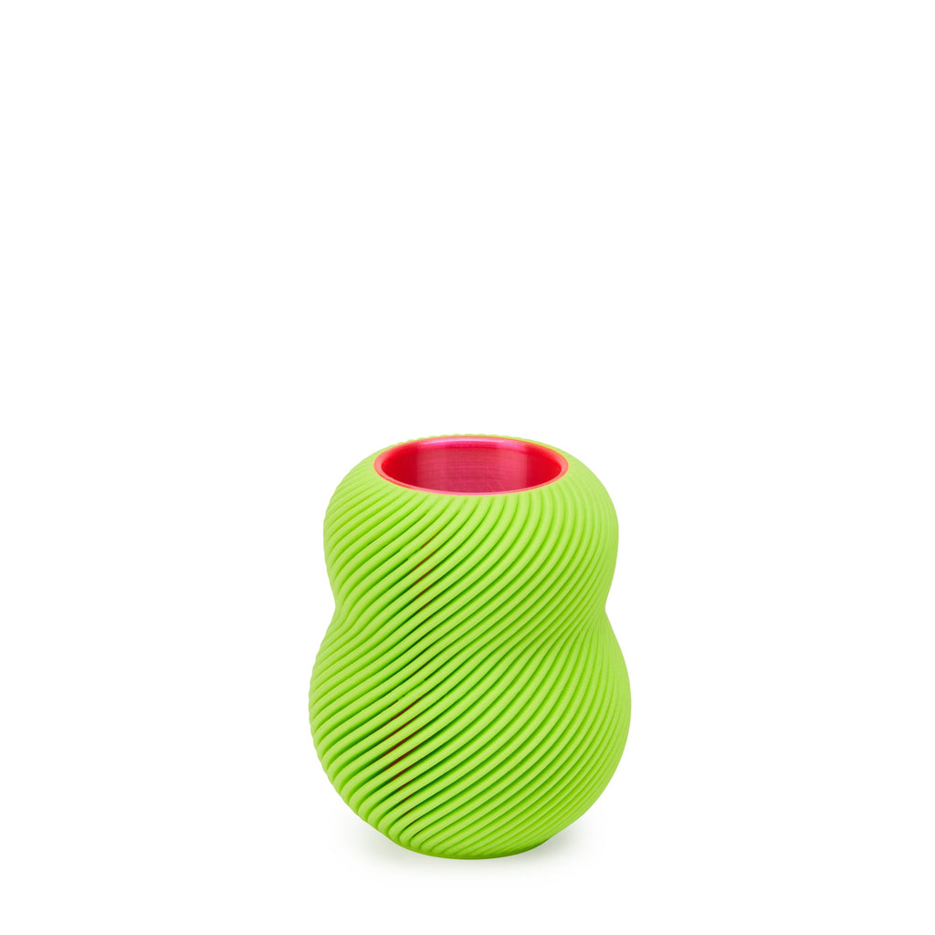 Bloom 3D-Printed Vase - Light Green/ Neon Pink