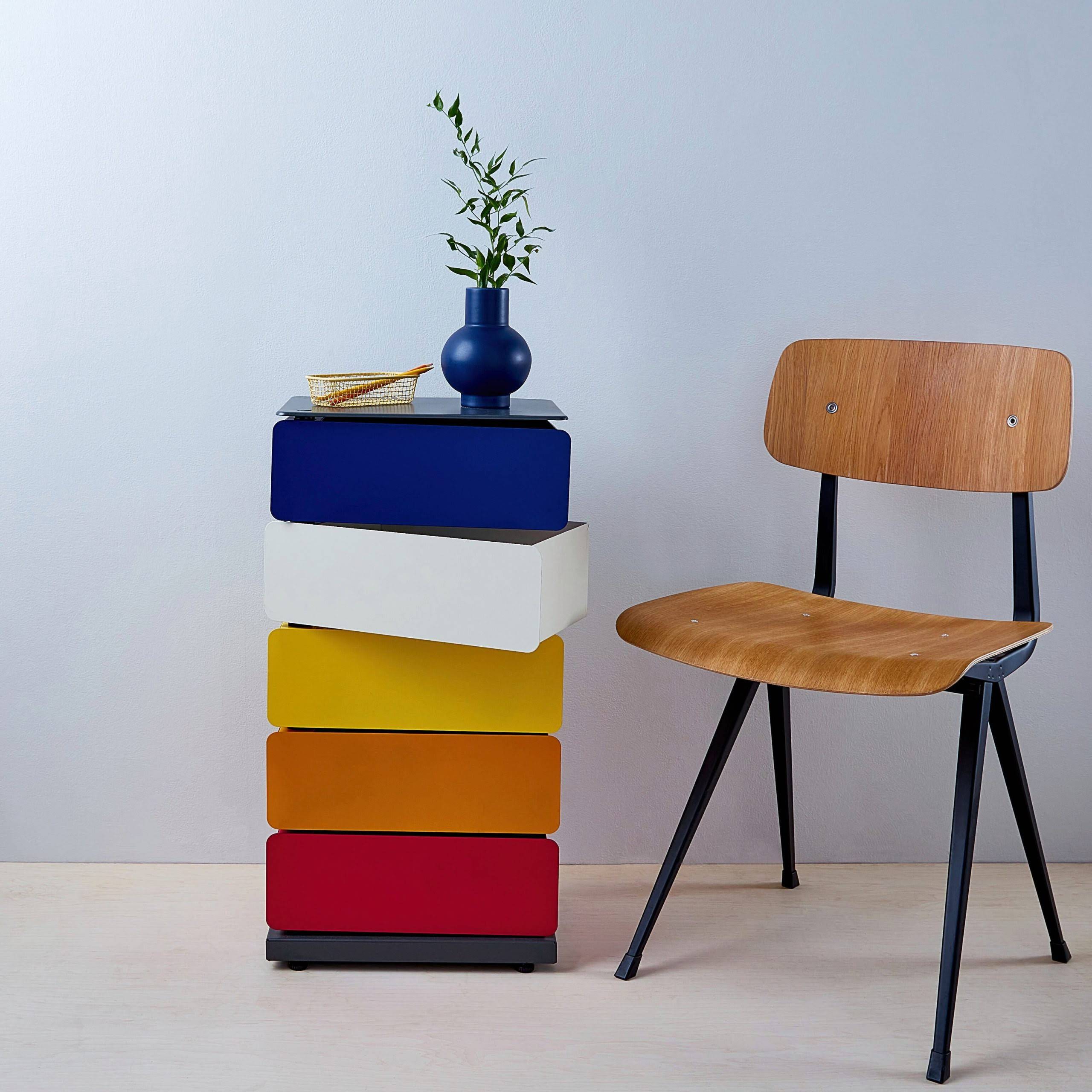 5-Drawer Pivot Cabinet - Blue/ Yellow/ Red