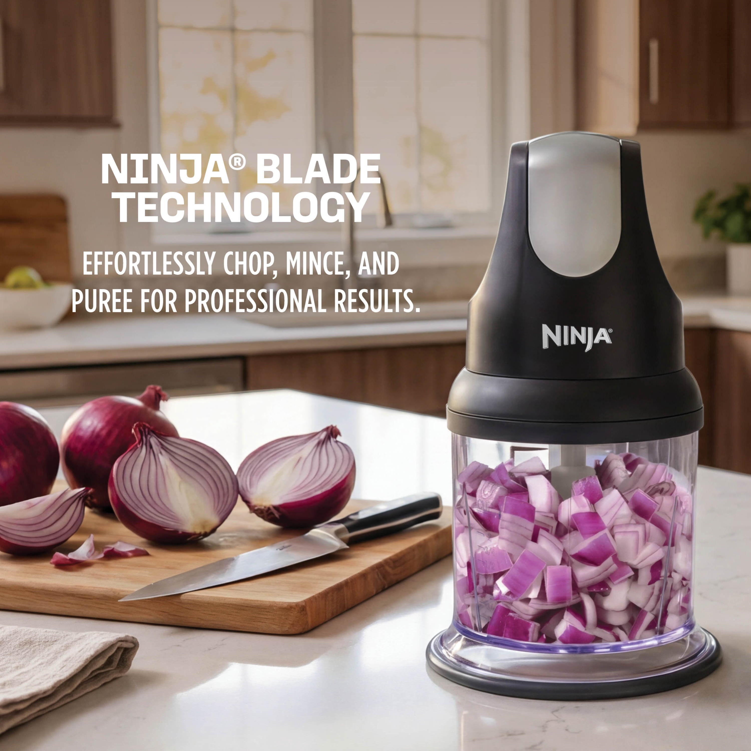 2-Cup Food Processor, Mince, Puree, One-Touch, Non-Slip Base, Dishwasher Safe, Black