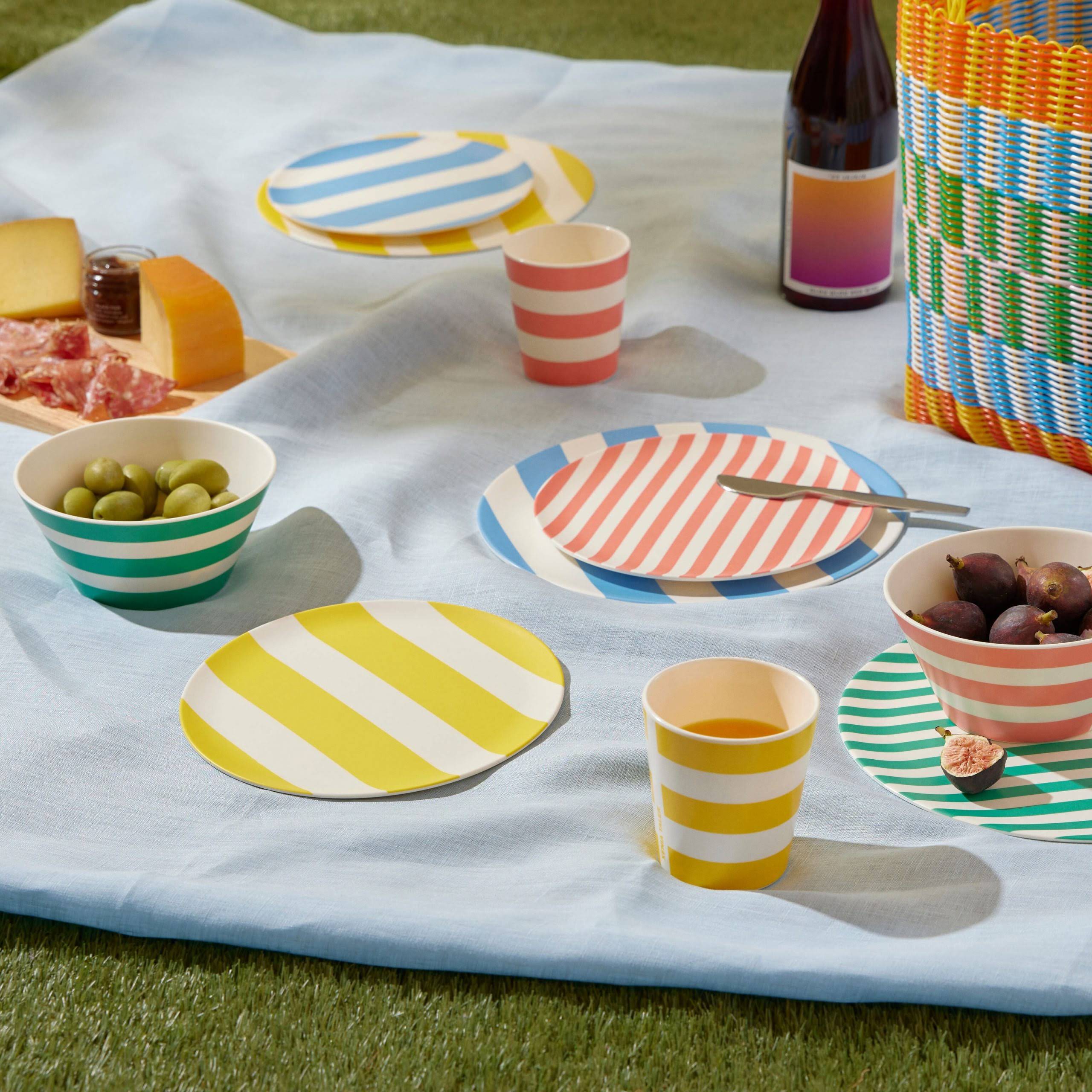 Bamboo Colorful Striped Dinnerware - Set of 4 - Dessert Plate