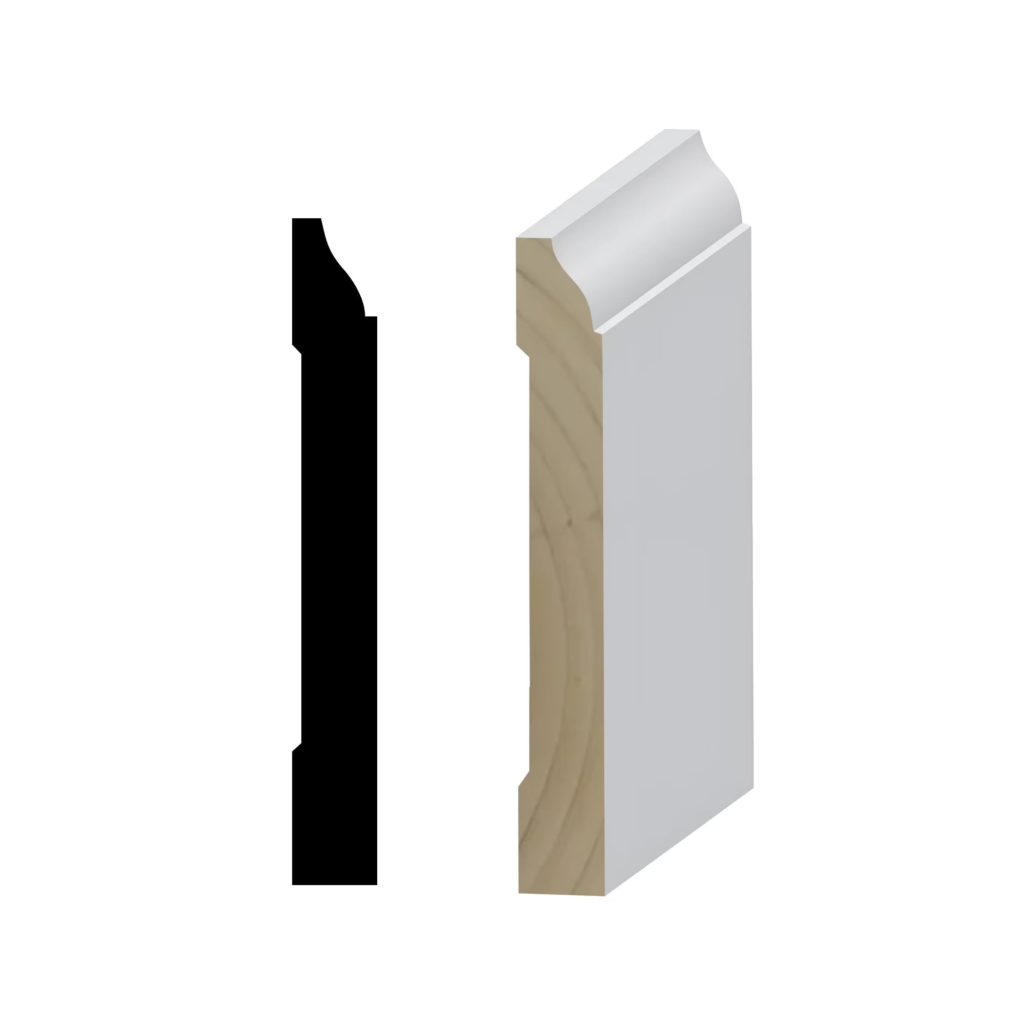 RMB 620 9/16 in.D x 4 1/4 in. W x 96 in. L Primed Finger-Joined Pine Baseboard Molding 10-pcs 80 Ft Total