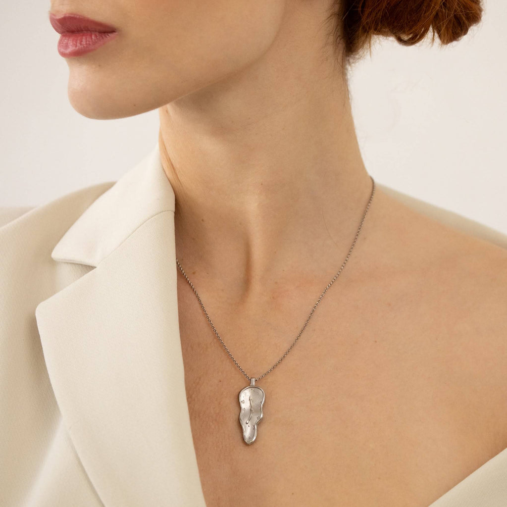 Salvador Dalí Melting Clock Necklace - Silver
