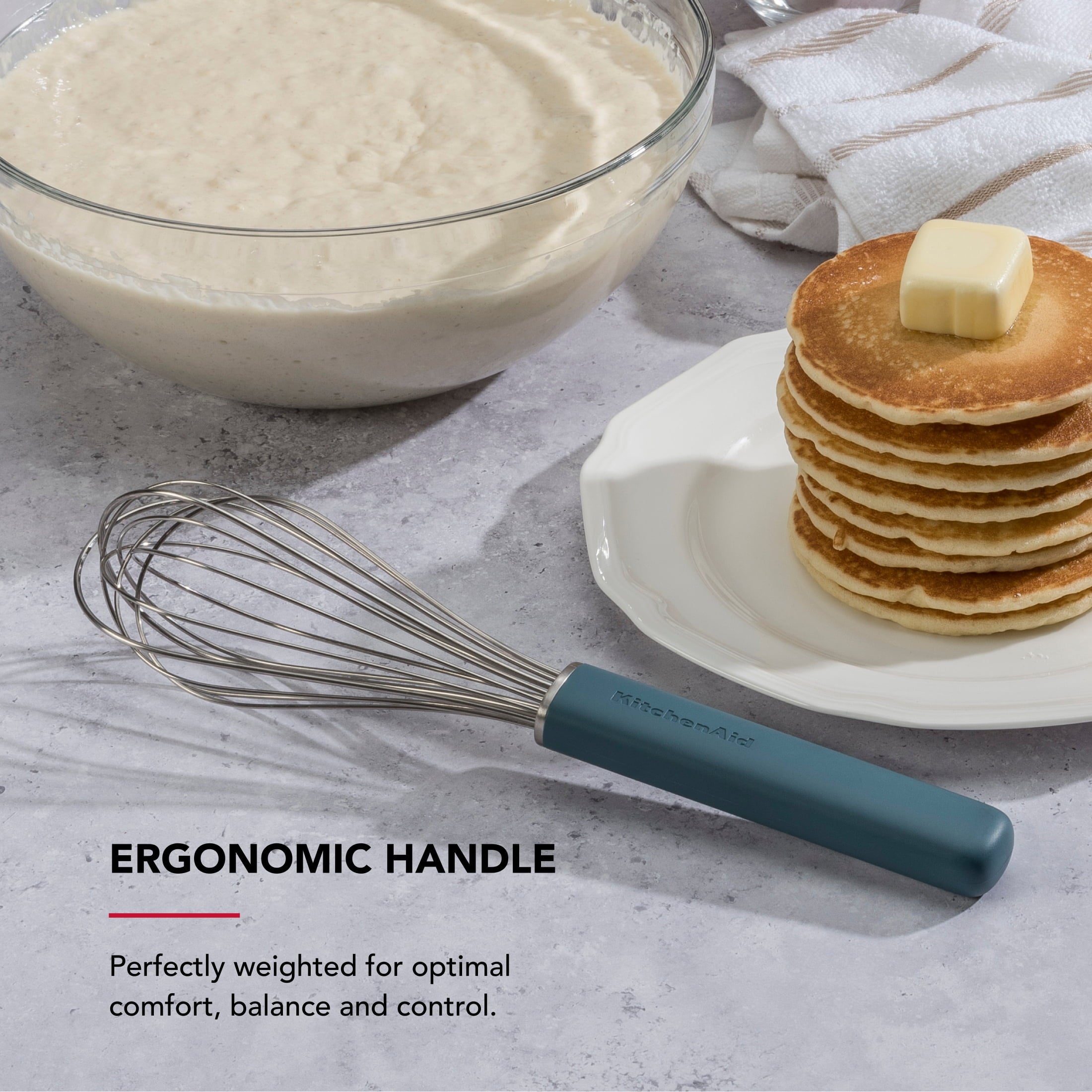 Stainless Steel Wire Kitchen Whisk with Ergonomic Handle, Agave