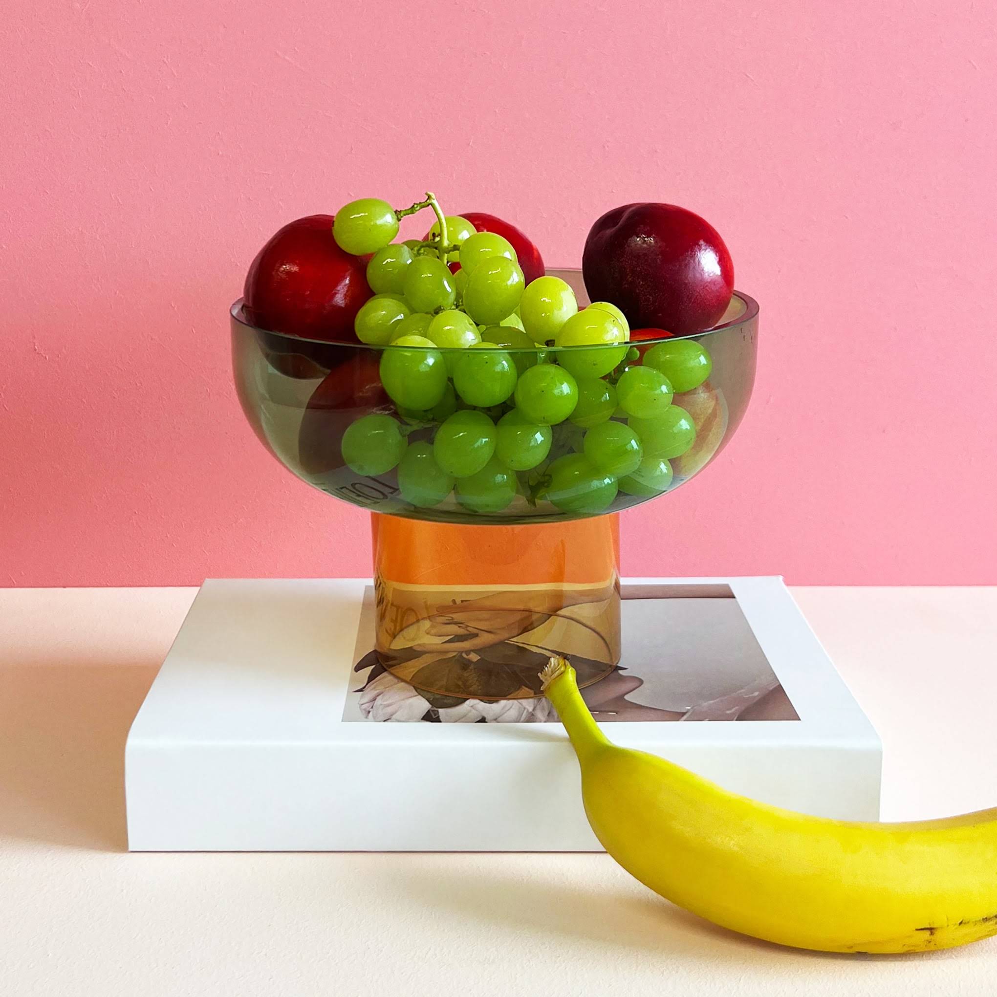 Dual Color Glass Fruit Bowl - Green/ Yellow