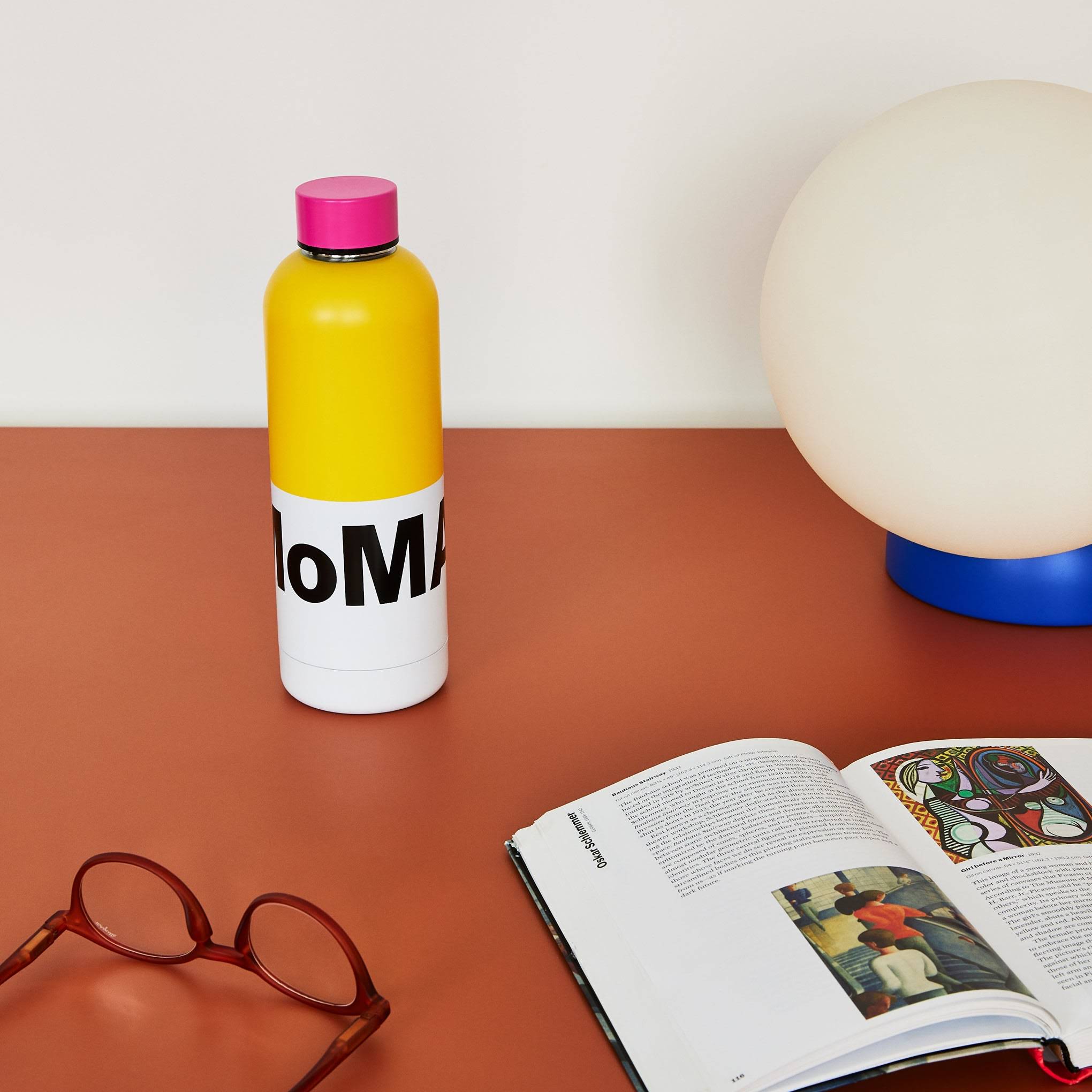 MoMA Logo Water Bottle - Pink/ Yellow