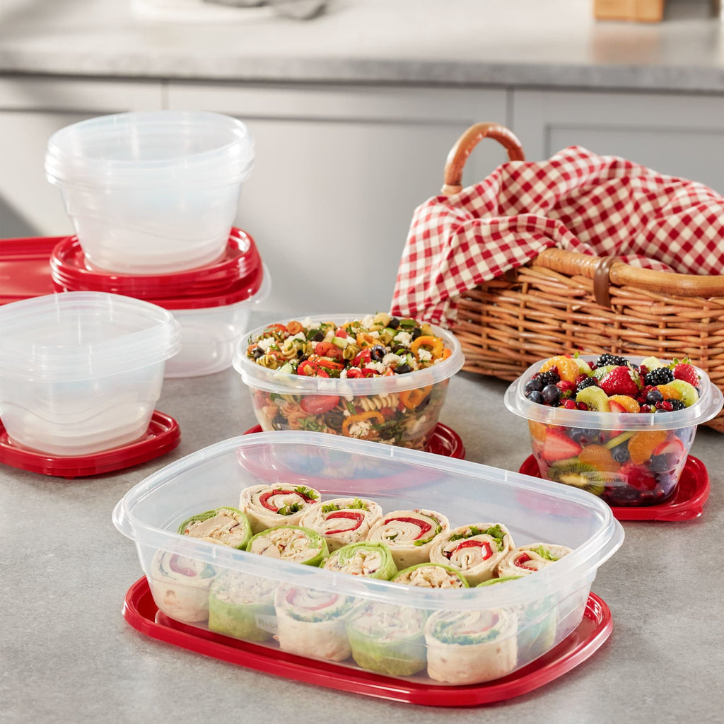 Square Food Storage Containers, Ruby Red, 10 pack