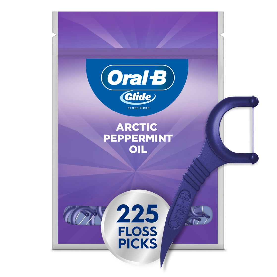 Glide Peppermint Dental Floss Picks with Arctic Peppermint Oil Flavor, 225 Picks