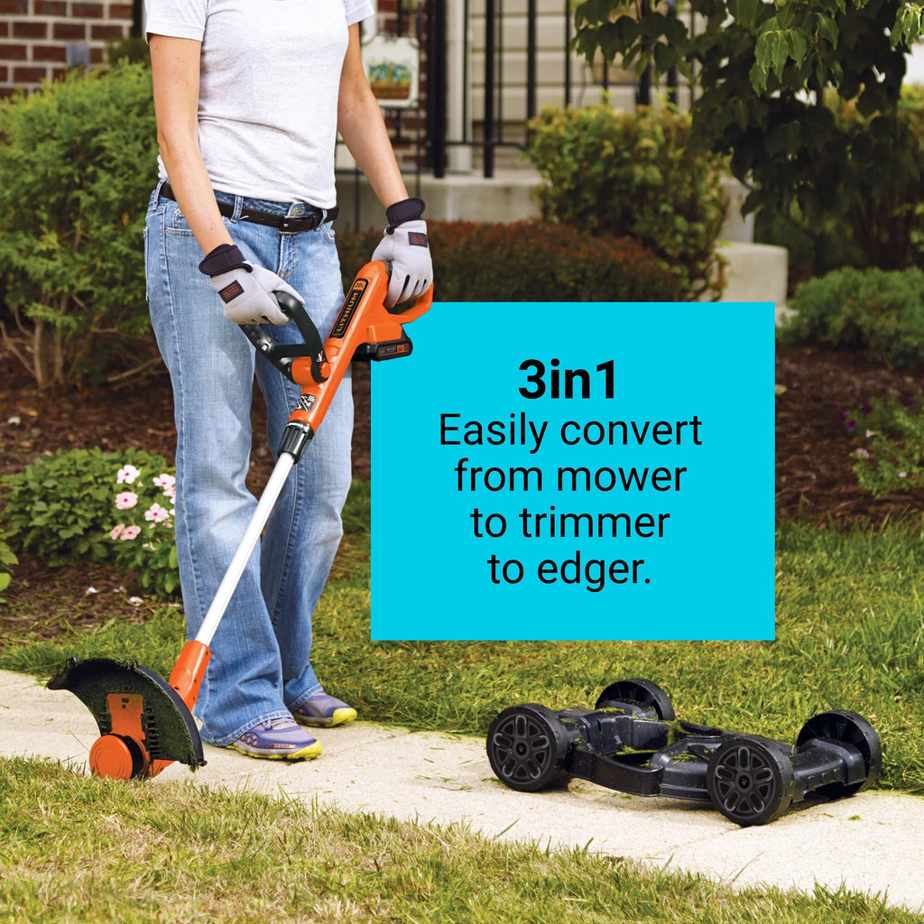 BLACK+DECKER 20V MAX* Lithium 12 inch 3-in-1 Compact Mower, MTC220