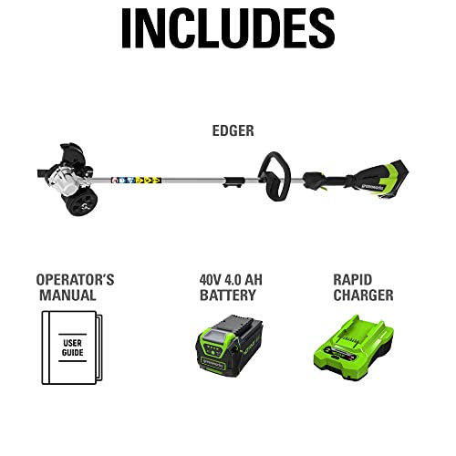 Greenworks 40V Brushless Edger 8", 4.0Ah Battery &amp; Charger Included, Lightweight &amp; Quiet
