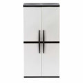 HDX Gray Plastic Freestanding Garage Cabinet with Adjustable Shelves &amp; Lockable Doors, 35"W x 71"H x 18"D
