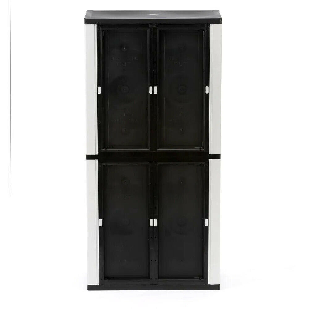 HDX Gray Plastic Freestanding Garage Cabinet with Adjustable Shelves &amp; Lockable Doors, 35"W x 71"H x 18"D