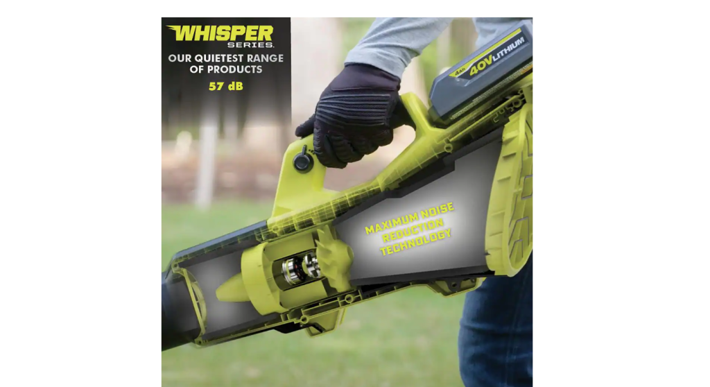 RYOBI 40V HP Brushless Cordless Leaf Blower, 730 CFM, 190 MPH, Includes 2x 4.0 Ah Batteries &amp; Charger, 57 dB Quiet