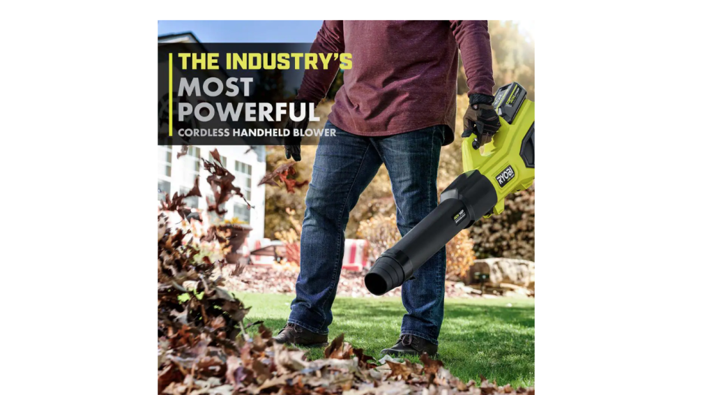 RYOBI 40V HP Brushless Cordless Leaf Blower, 730 CFM, 190 MPH, Includes 2x 4.0 Ah Batteries &amp; Charger, 57 dB Quiet