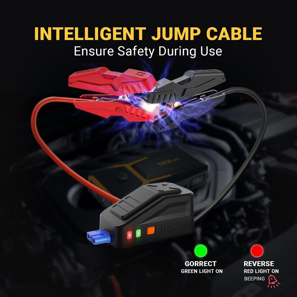 TACKLIFE T8 Car Jump Starter 800A 18000mAh for 7.0L Gas &amp; 5.5L Diesel, 12V Battery Booster with Quick Charge &amp; Safety Features