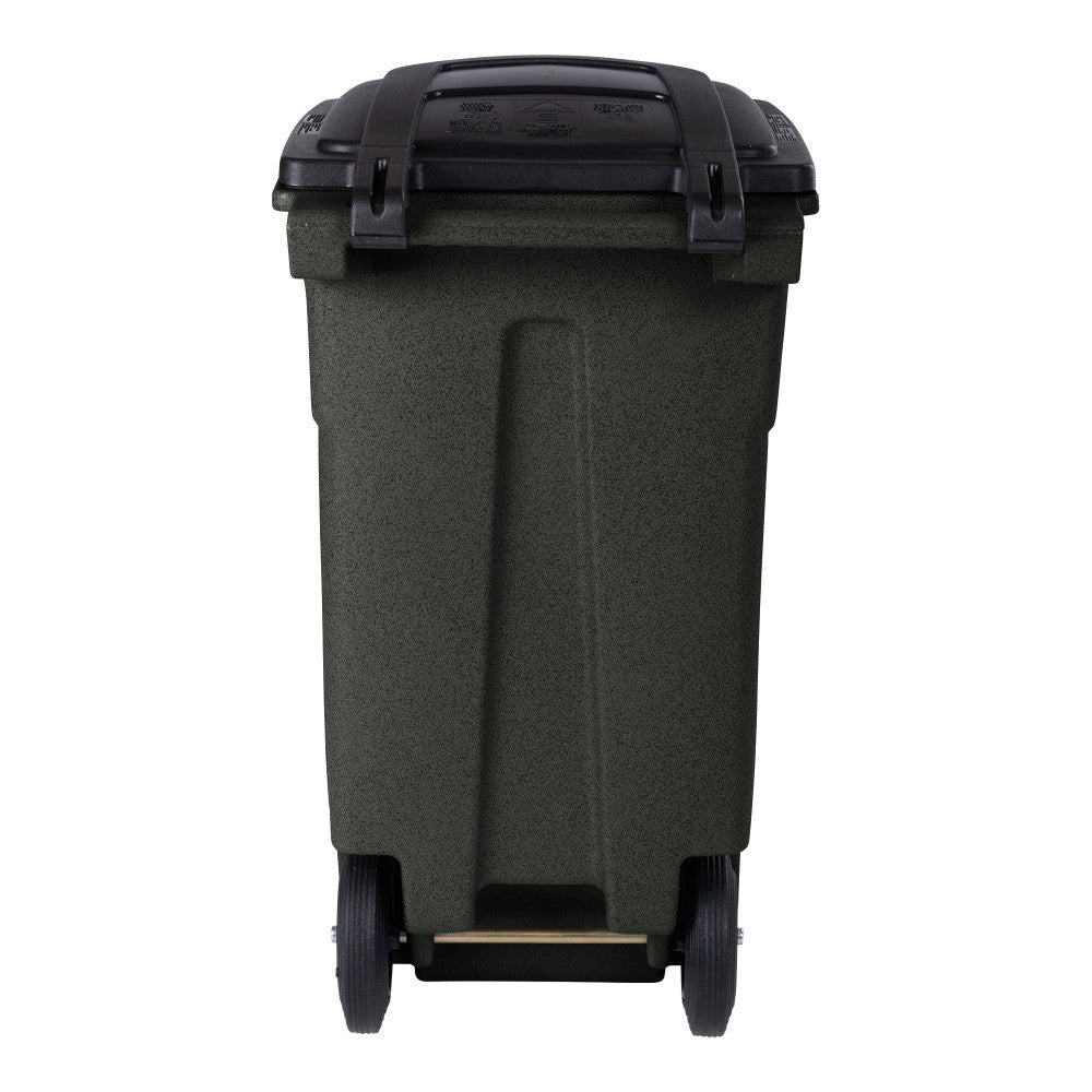 Toter 32 Gallon Greenstone Trash Can with Quiet Wheels &amp; Attached Lid - Durable Indoor/Outdoor Waste &amp; Recycling Container