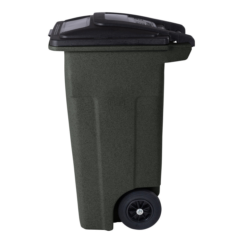Toter 32 Gallon Greenstone Trash Can with Quiet Wheels &amp; Attached Lid - Durable Indoor/Outdoor Waste &amp; Recycling Container