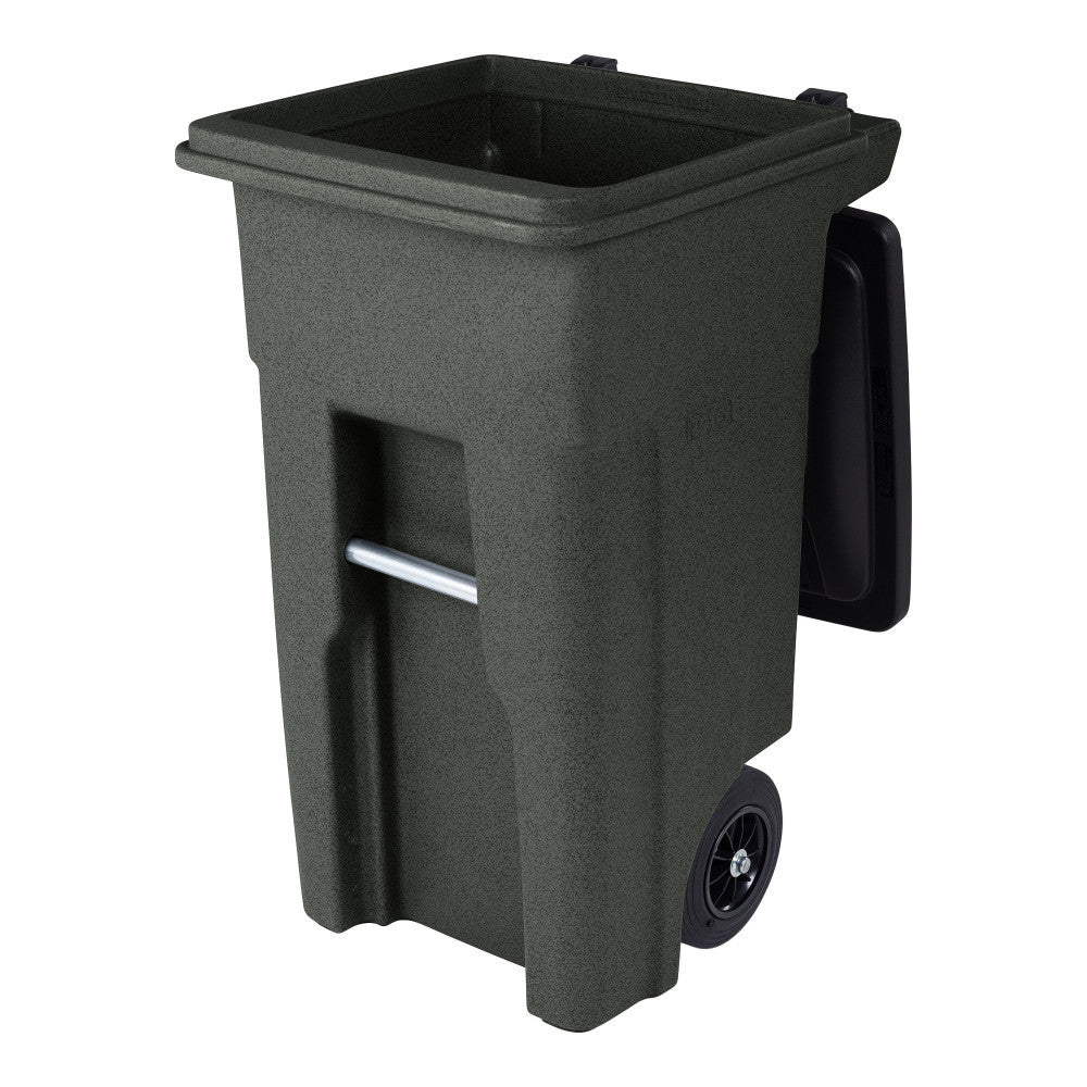 Toter 32 Gallon Greenstone Trash Can with Quiet Wheels &amp; Attached Lid - Durable Indoor/Outdoor Waste &amp; Recycling Container