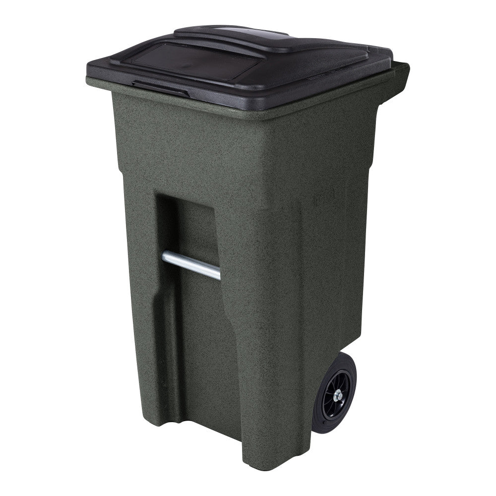 Toter 32 Gallon Greenstone Trash Can with Quiet Wheels &amp; Attached Lid - Durable Indoor/Outdoor Waste &amp; Recycling Container