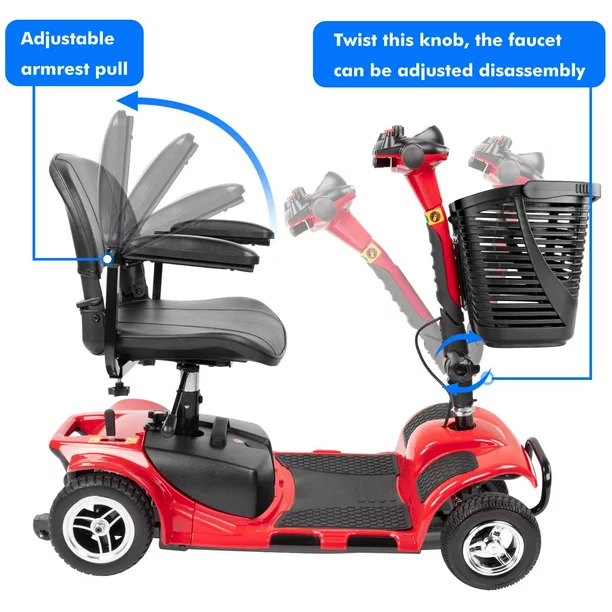 UltraLite Model A898 4-Wheel Mobility Scooter, Portable &amp; Lightweight, 14-Mile Range