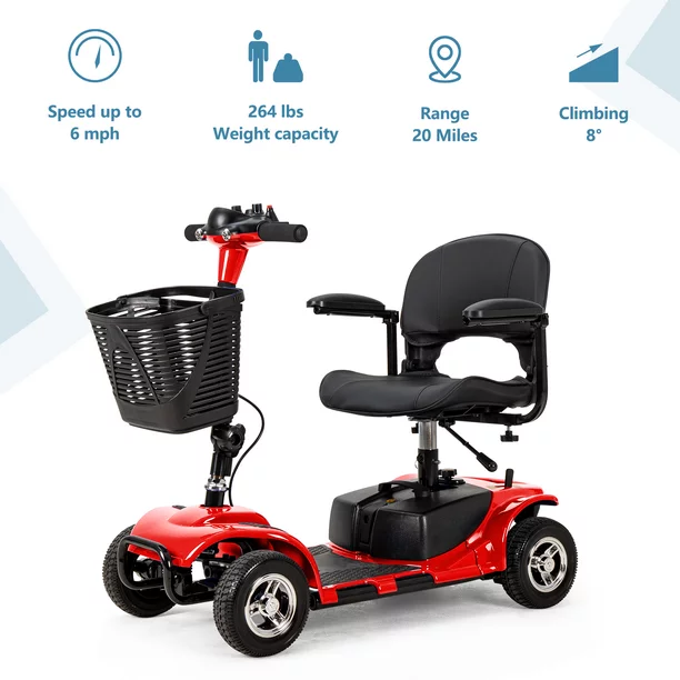 UltraLite Model A898 4-Wheel Mobility Scooter, Portable &amp; Lightweight, 14-Mile Range
