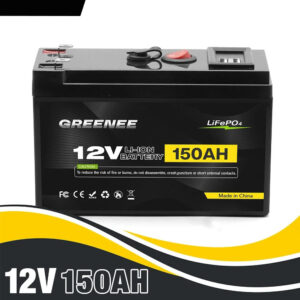 LiFePO4 12V 150Ah Rechargeable Lithium Battery, 4000+ Cycles, Ideal for Small UPS, Solar Power, and Fish Finders