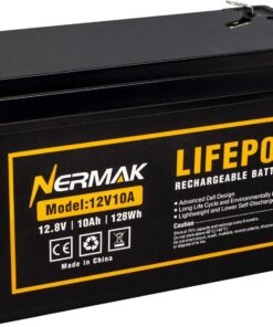 12V 10Ah Lithium LiFePO4 Deep Cycle Battery, 2000+ Cycles Rechargeable Battery for Solar/Wind Power