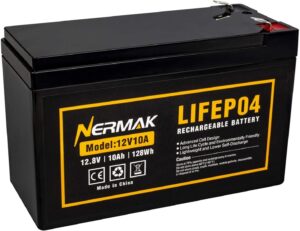 12V 10Ah Lithium LiFePO4 Deep Cycle Battery, 2000+ Cycles Rechargeable Battery for Solar/Wind Power