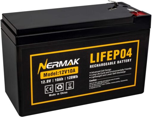 12V 10Ah Lithium LiFePO4 Deep Cycle Battery, 2000+ Cycles Rechargeable Battery for Solar/Wind Power