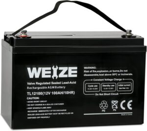 AGM 12 Volt 100Ah Battery, Maintenance-Free, 3% Self-Discharge Rate, 1150A Max Discharge Current, Perfect for RV, Solar