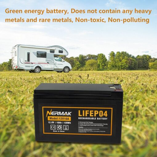 12V 10Ah Lithium LiFePO4 Deep Cycle Battery, 2000+ Cycles Rechargeable Battery for Solar/Wind Power - Image 2