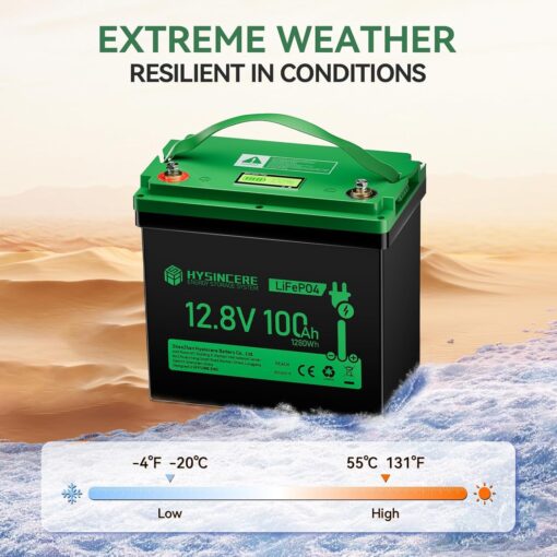 12V 100Ah LiFePO4 Battery Mini Deep Cycle Rechargeable Lithium Battery, Max.15000 Cycles Built in 100A BMS for RV - Image 4
