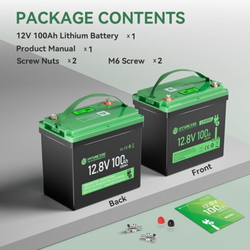 12V 100Ah LiFePO4 Battery Mini Deep Cycle Rechargeable Lithium Battery, Max.15000 Cycles Built in 100A BMS for RV - Image 3