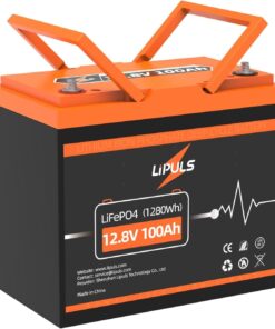 12.8V 100Ah LiFePO4 Lithium Deep Cycle Battery, Group 24 Size with Built-in 100A BMS, Max.1280Wh Lithium Iron Phosphate Battery