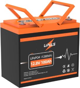12.8V 100Ah LiFePO4 Lithium Deep Cycle Battery, Group 24 Size with Built-in 100A BMS, Max.1280Wh Lithium Iron Phosphate Battery